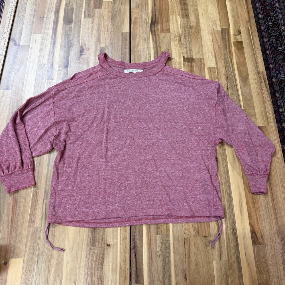 We the Free People Chill Out Cold Shoulder Comfy Tee Shirt Heathered Rose Sz S
